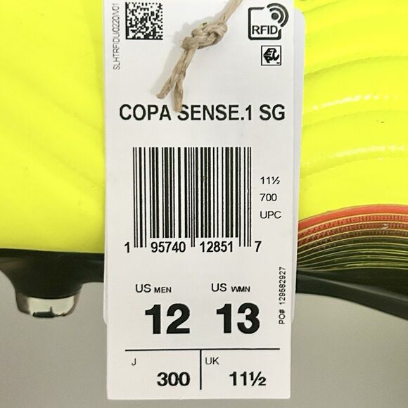 Adidas Copa Sense.1 SG “Game Data Pack” Men’s Size 12 Solar Yellow Soccer Cleats - Picture 8 of 10